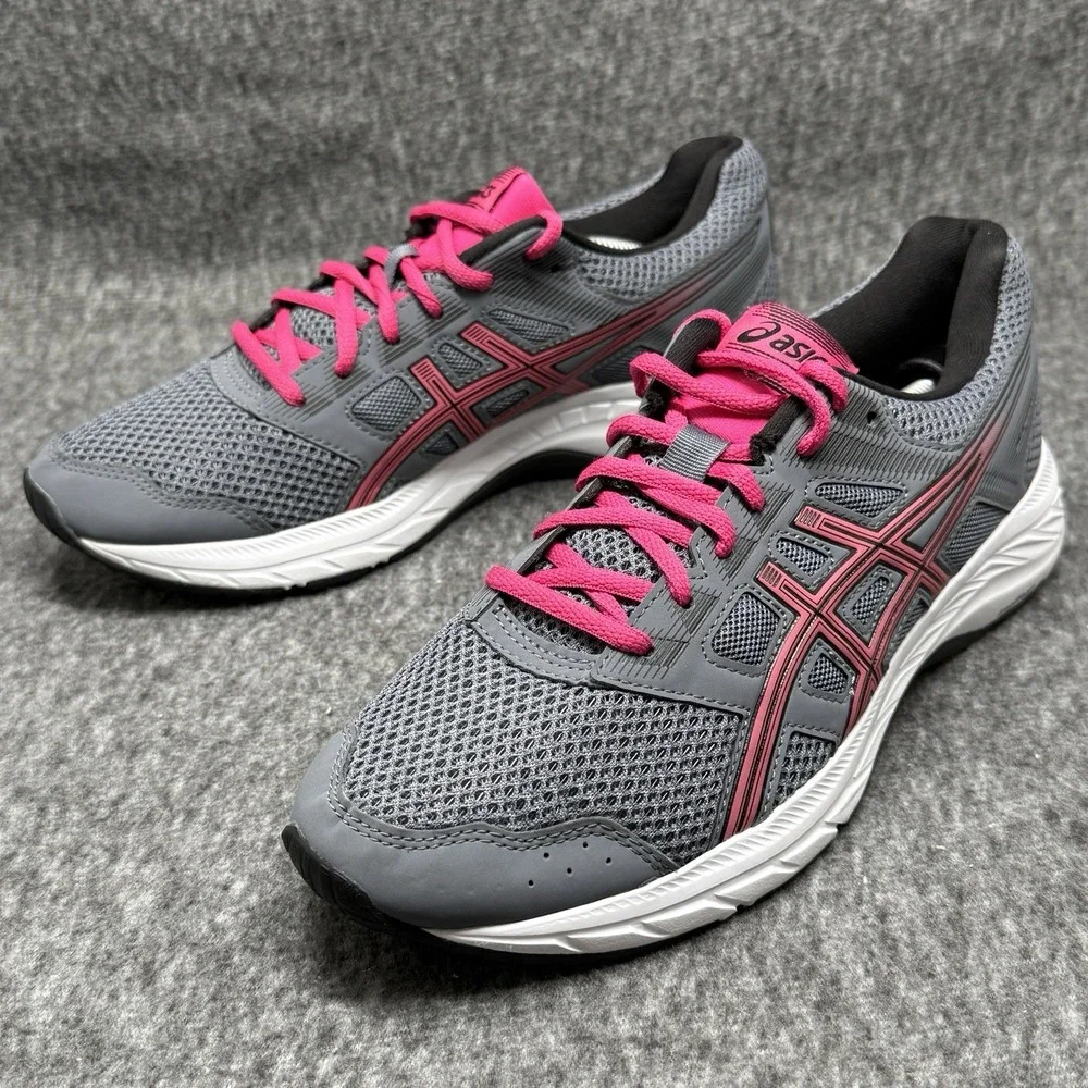 Asics Gel Contend 5 Running Shoes Womens Size 8.5 Grey Pink 1012A234 New